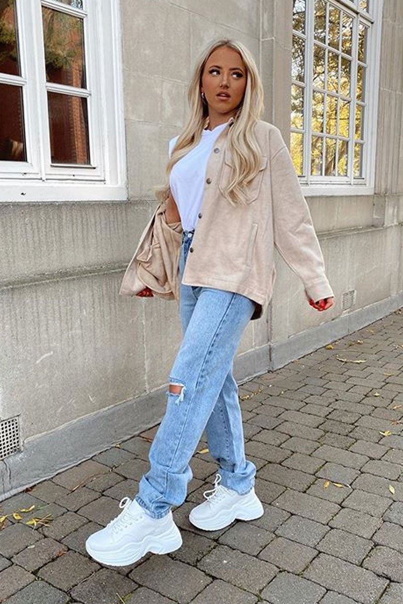 Stone Pocket Oversized Brushed Shacket - Caley