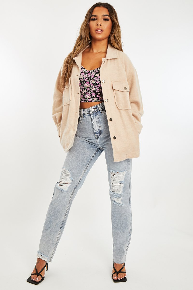 Stone Pocket Oversized Brushed Shacket - Caley