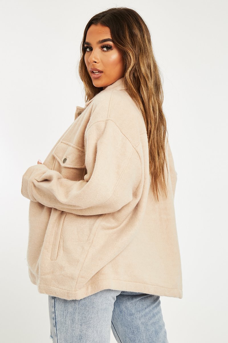 Stone Pocket Oversized Brushed Shacket - Caley