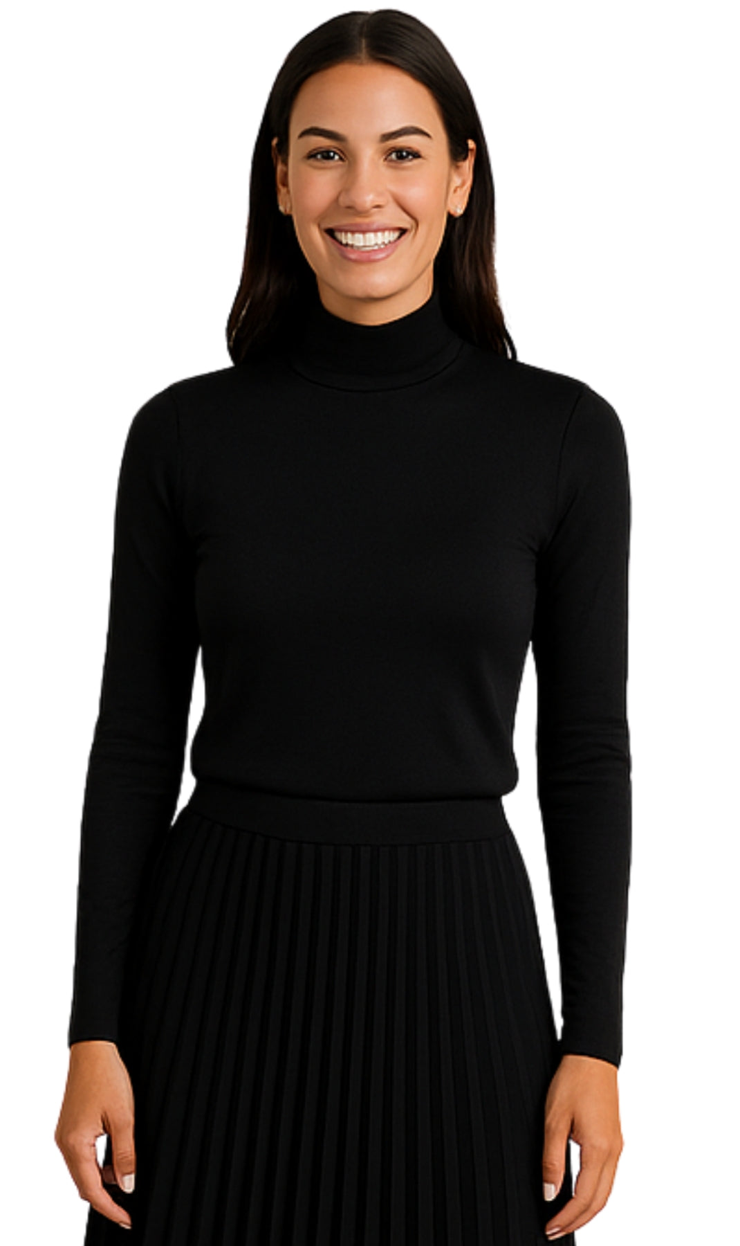 Women's Long Sleeve Cotton Blend Mock Neck Top - An All-Season Essential