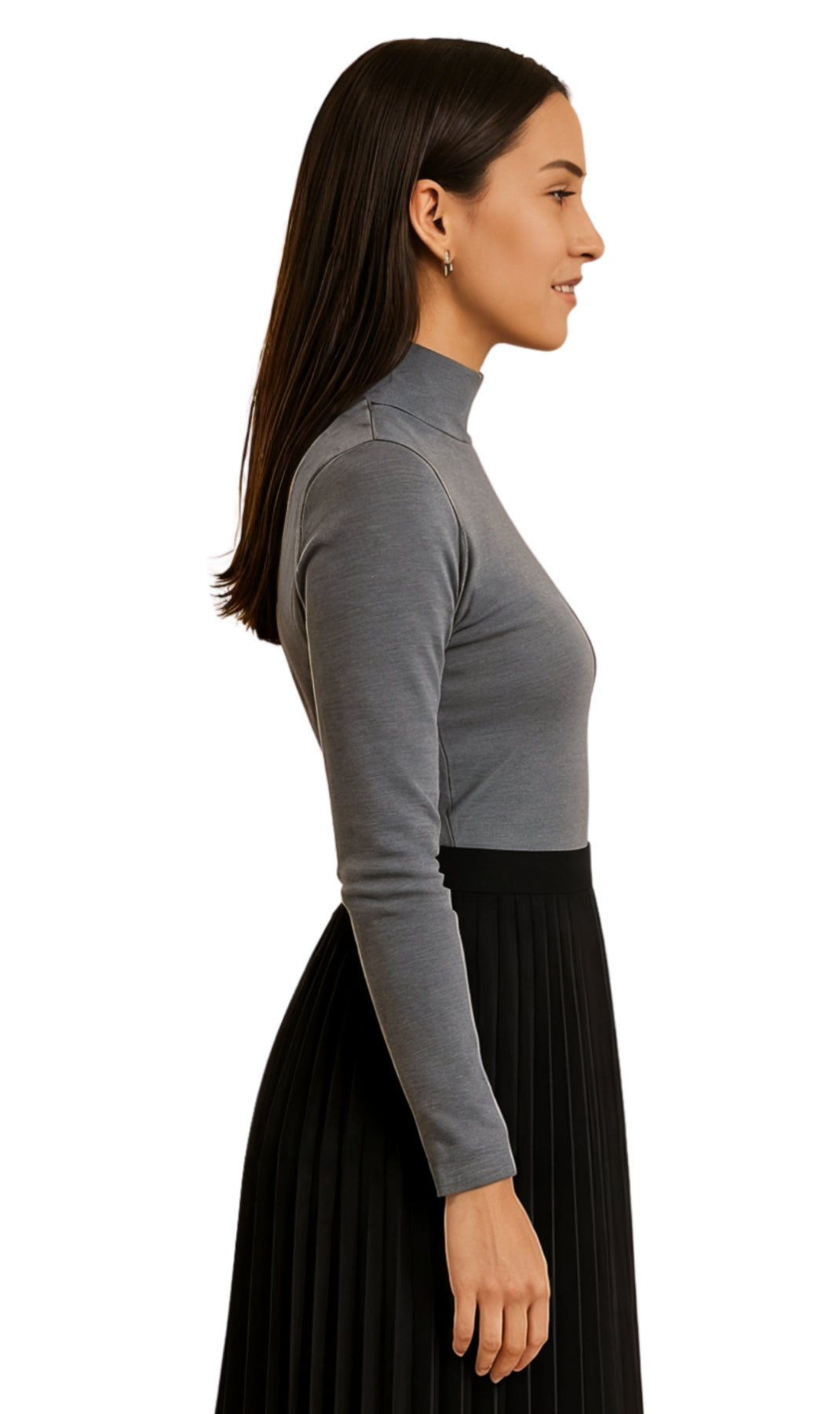 Women's Long Sleeve Cotton Blend Mock Neck Top - An All-Season Essential