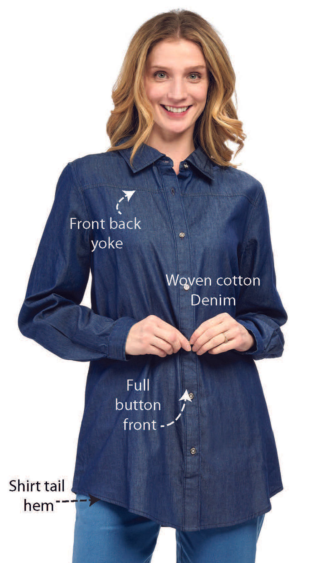 Women's Long Sleeve Denim Tunic Top - An All Season Wear