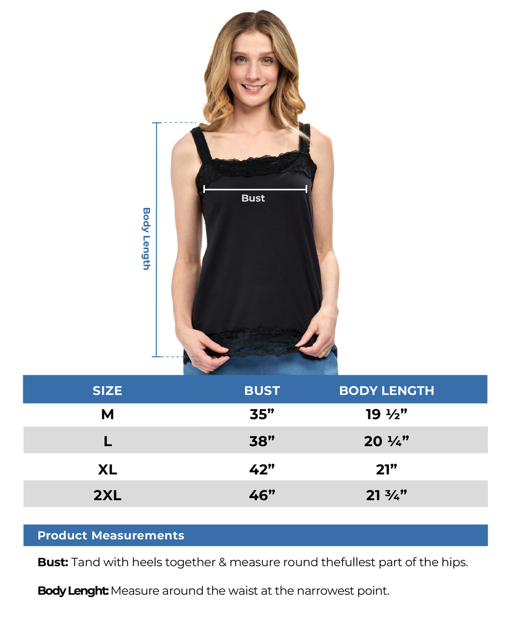 Women's Lacey Trim Cotton Blend Tank Top